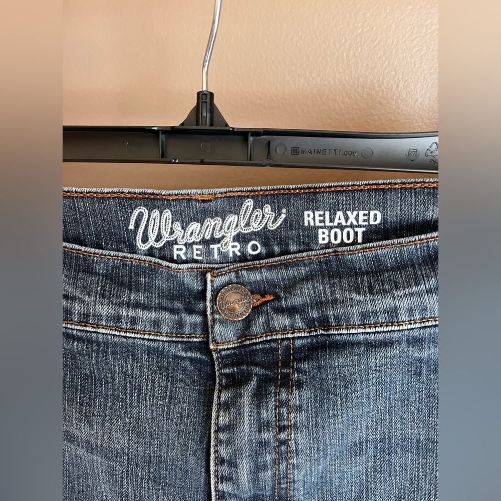 Wrangler RETRO 40x 32 Men's Relaxed Boot Fit Dark Blue Jeans - Picture 3 of 5